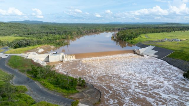 Aerial view of Rookwood Weir.